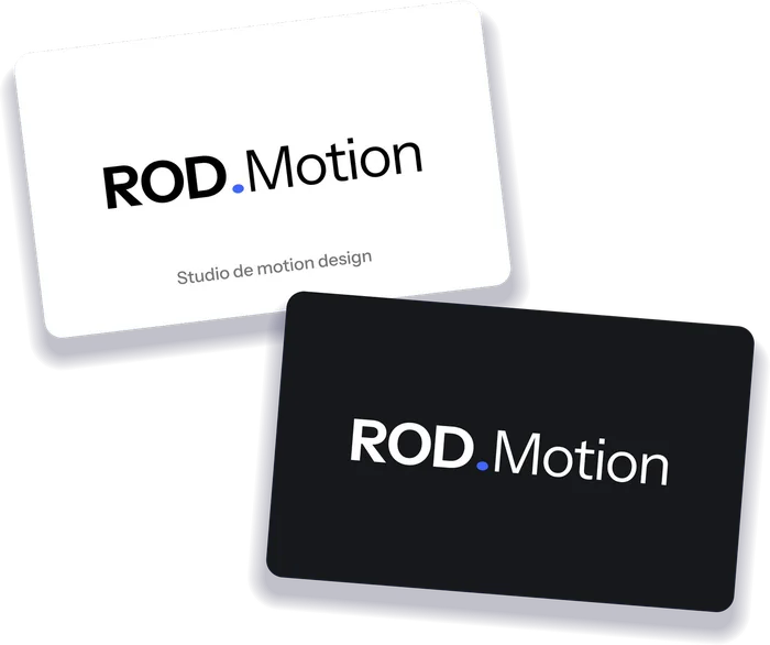 Cartes de visite claire et sombre déclinant l'identité ROD.Motion