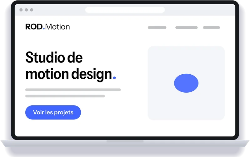 Site web d'entreprise à l'identité ROD.Motion affiché sur un ordinateur portable