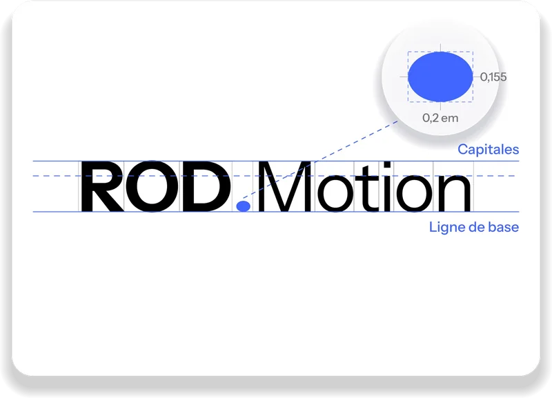 Logo ROD.Motion avec ses lignes de construction : capitales et ligne de base